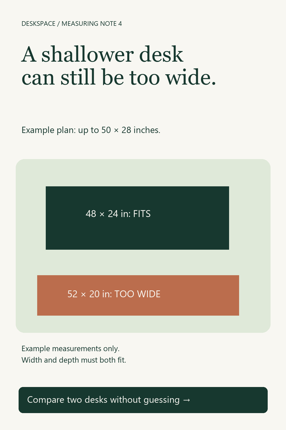 Compare Two Desks: Both Dimensions Must Fit